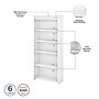 Bush Furniture Fairview 60"W L Shaped Desk with Hutch, Bookcase, Storage and File Cabinets, Shiplap Gray/Pure White (FV014G2W)~#|#~sp168353222_sc7
