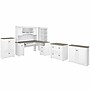 Bush Furniture Fairview 60"W L Shaped Desk with Hutch, Bookcase, Storage and File Cabinets, Shiplap Gray/Pure White (FV014G2W)~#|#~sp168353421_sc7
