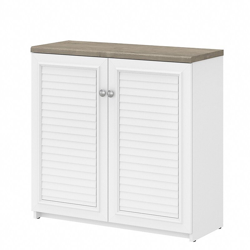 Bush Furniture Fairview 30" Small Storage Cabinet with 3 Shelves, Shiplap Gray/Pure White (WC53696-03) image 1