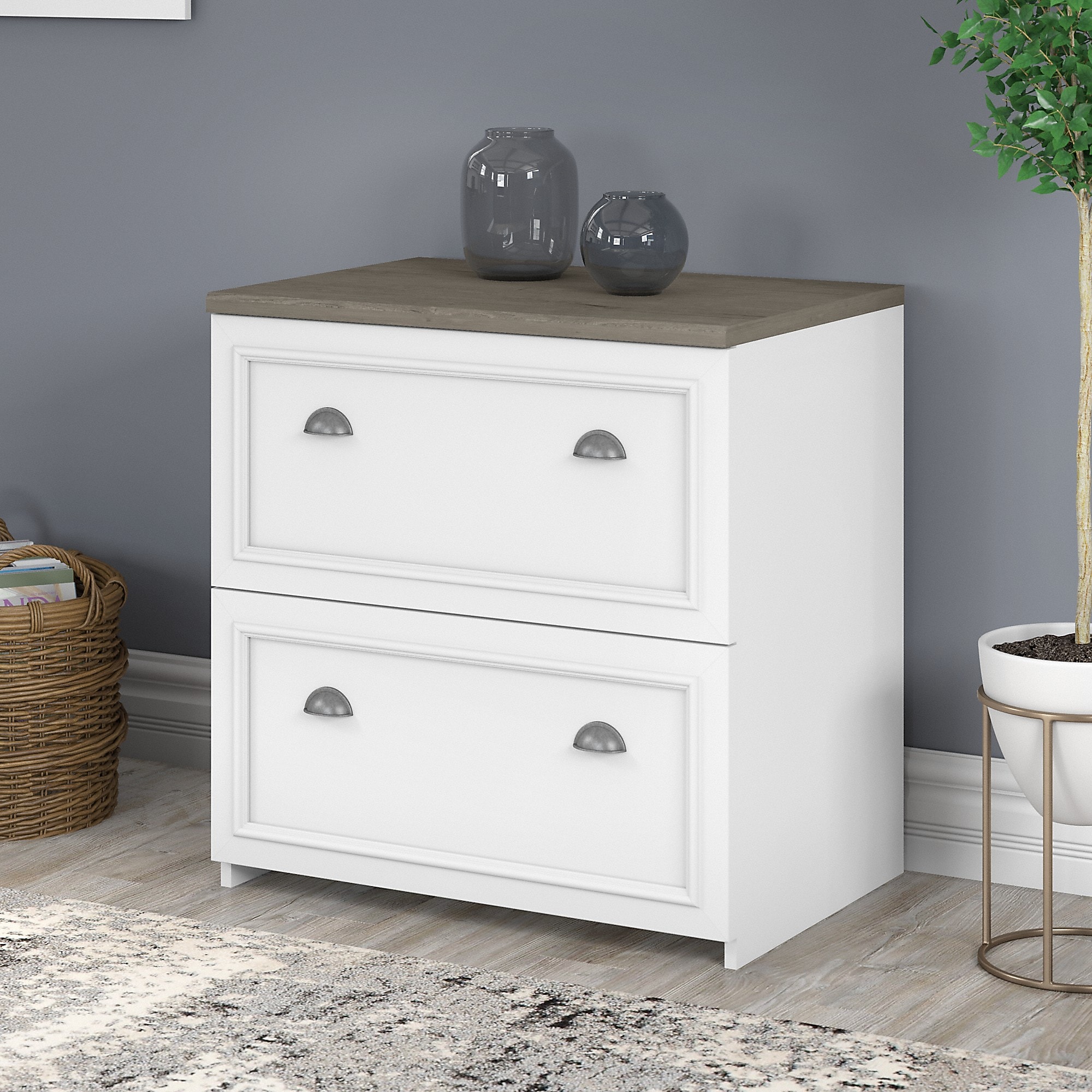 Bush Furniture Fairview 2-Drawer Lateral File Cabinet, Letter/Legal, Shiplap Gray/Pure White, 29.57″ (WC53681-03) Sansujyuku sansujyuku.com