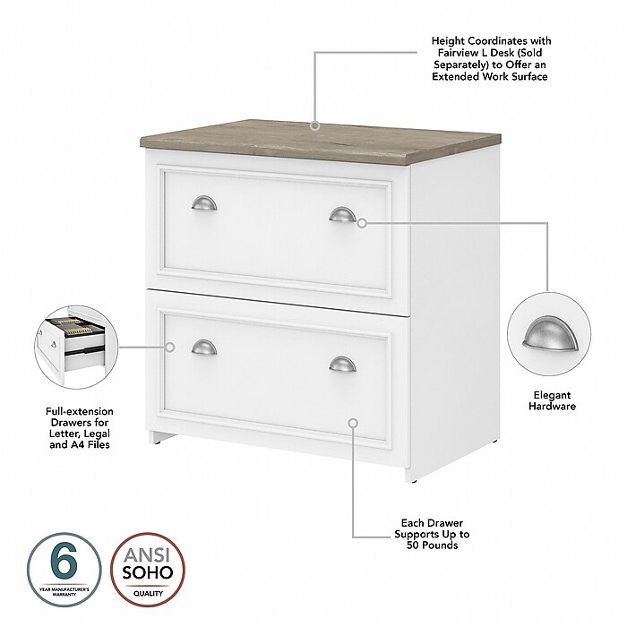 Bush Furniture Fairview 2-Drawer Lateral File Cabinet, Letter