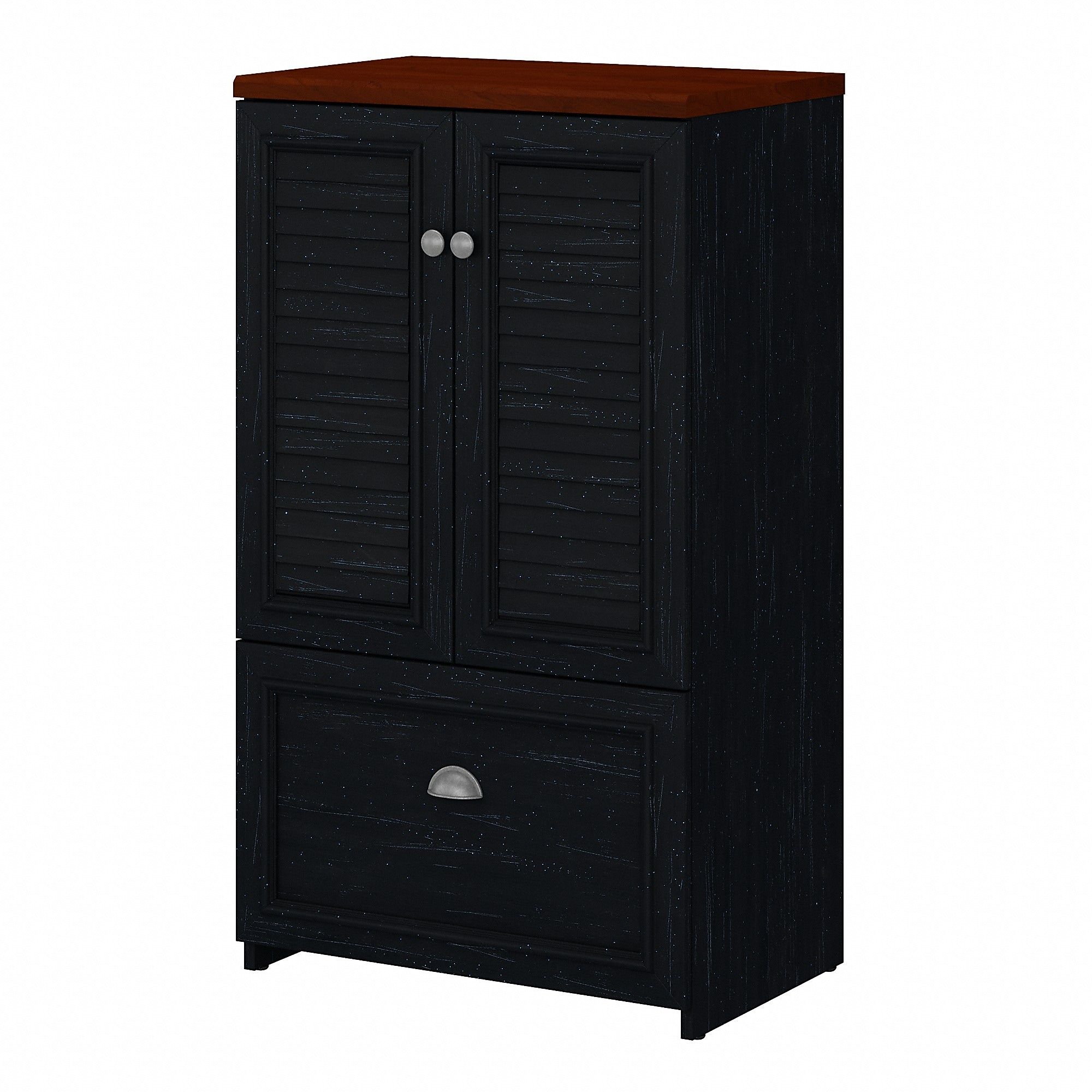 Bush Furniture Fairview 42″H Storage Cabinet with 3 Shelves, Antique Black/Hansen Cherry (WC53980-03) Sansujyuku sansujyuku.com