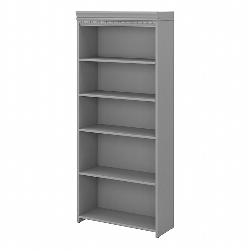 Bush Furniture Fairview 69"H 5-Shelf Bookcase with Adjustable Shelves, Cape Cod Gray Laminated Wood (WC53565-03) image 1