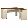 Bush Furniture Fairview 60"W L Shaped Desk with Drawers and Storage Cabinet, Antique White/Tea Maple (WC53230-03K)~#|#~sp168353709_sc7
