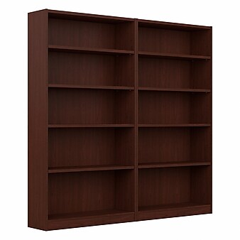 Bush Furniture Universal 72"H 5-Shelf Bookcase with Adjustable Shelves, Vogue Cherry, 2/Set (UB003VC)