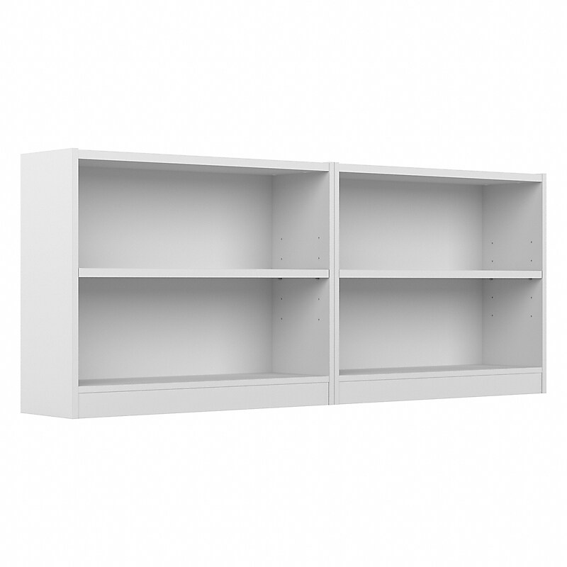 Bush Furniture Universal 30"H 2-Shelf Bookcase, Pure White, 2/Set (UB001PW) image 1