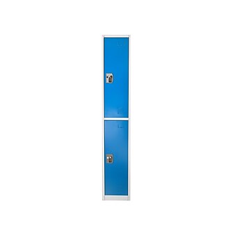 AdirOffice 72'' 2-Tier Key Lock Blue Steel Storage Locker, 2/Pack (629-202-BLU-2PK)