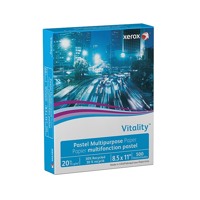 Xerox Vitality 30% Recycled Multipurpose Paper, 20 lbs., 8.5 Xerox Vitality 30% Recycled Multipurpose Paper, 20 lbs., 8.5