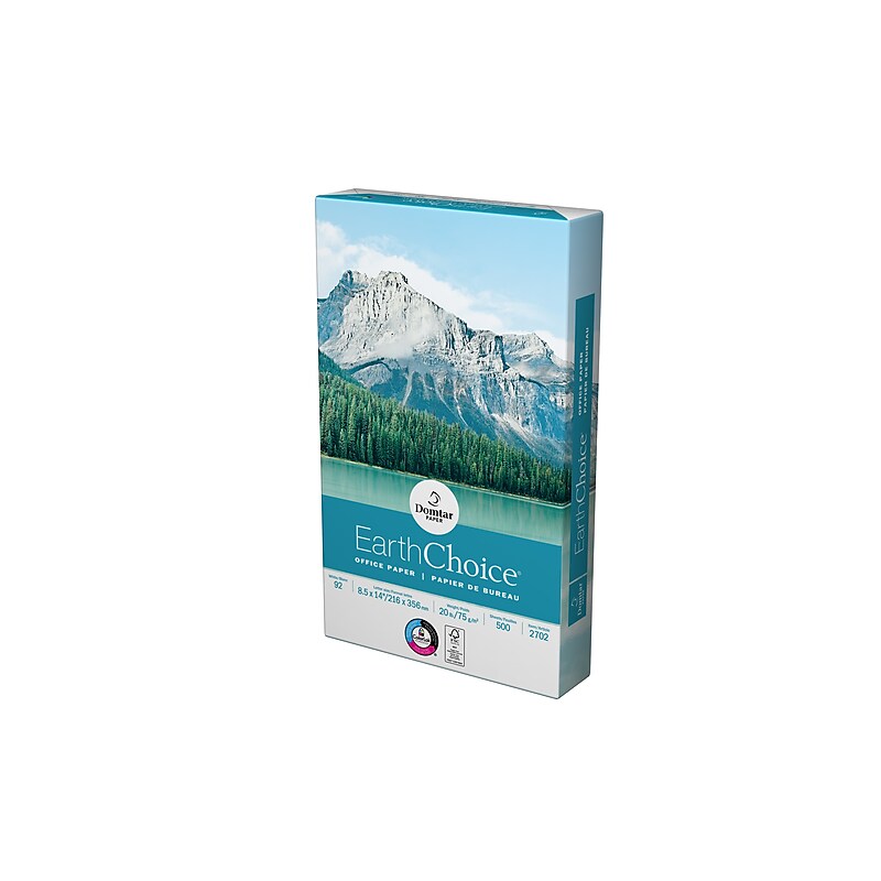 EarthChoice 8.5" x 14" Multipurpose Paper, White, 20 lbs., 92 Brightness, 500 Sheets/Ream, 10 Reams/Carton (2702) image 1