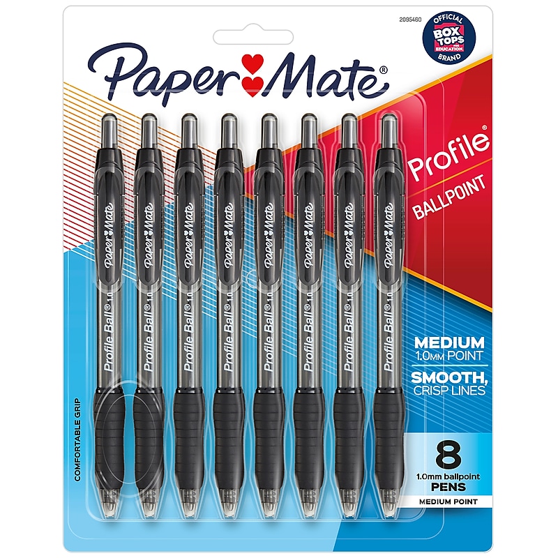 Paper Mate Profile Ballpoint Pen, Medium Point, Black Ink, 8 Pack (2095460) image 1