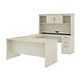 Bestar Logan 66"W U or L-Shaped Executive Office Desk with Pedestal and Hutch, White Chocolate (46410-31)~#|#~sp168526627_sc7