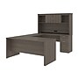 Bestar Logan 66"W U or L-Shaped Executive Office Desk with Pedestal and Hutch, Bark Grey (46410-47)~#|#~sp168526632_sc7
