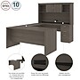 Bestar Logan 66"W U or L-Shaped Executive Office Desk with Pedestal and Hutch, Bark Grey (46410-47)~#|#~sp168526673_sc7