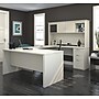 Bestar Logan 66"W U or L-Shaped Executive Office Desk with Pedestal and Hutch, White Chocolate (46410-31)~#|#~sp168526691_sc7