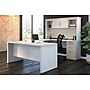 Bestar Logan 66"W U or L-Shaped Executive Office Desk with Pedestal and Hutch, White Chocolate (46410-31)~#|#~sp168526692_sc7
