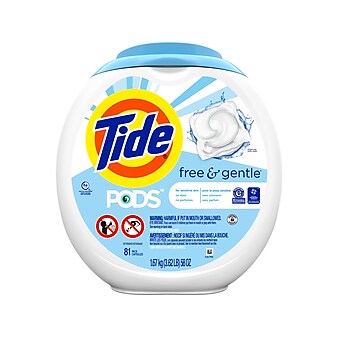 Tide PODS Free & Gentle Laundry Detergent Capsules, 58 oz., 81 Capsules (91798)