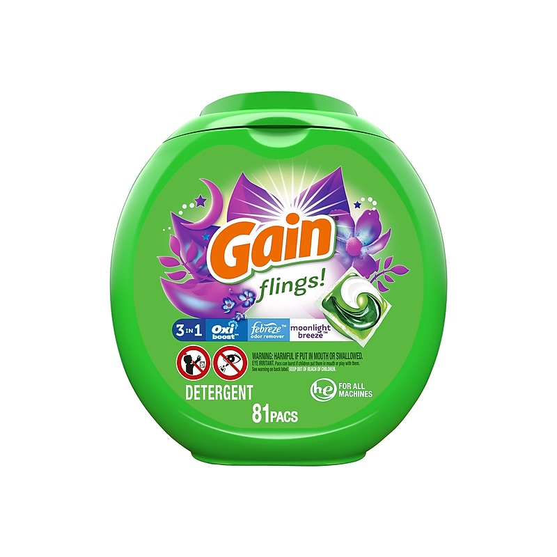 Gain Flings HE Laundry Detergent Capsules, Moonlight Breeze, 56 oz., 76 Capsules (91796) image 1