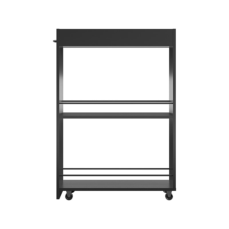Ameriwood Trestle 3-Shelf Particle Board Mobile Laundry Cart with Dual Wheel Front Casters, Black (3848407COM) image 1