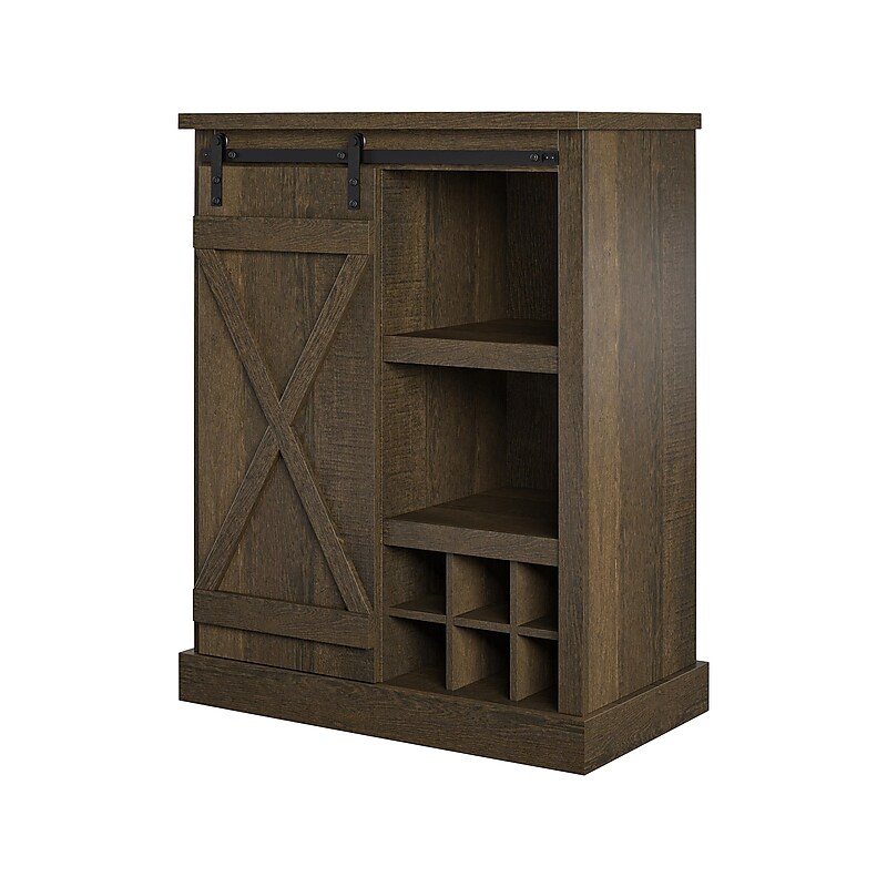 Ameriwood Knox County 36" Bar Cabinet with 4 Shelves, Oak Brown (3389903COM) image 1