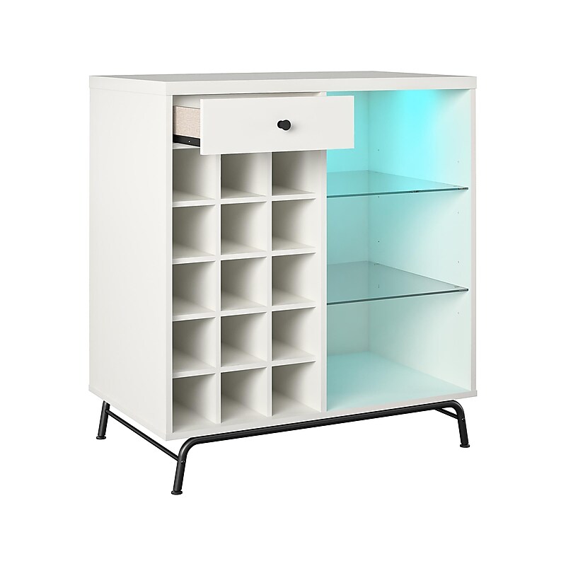 Ameriwood Melbourne 36.5" Bar Cabinet with 3 Shelves, White (3593013COM) image 1