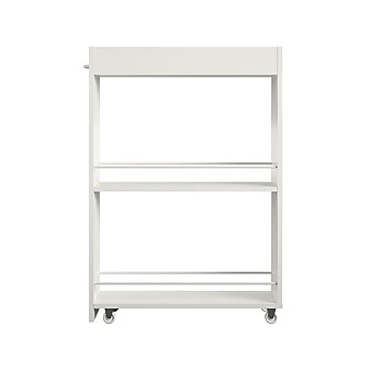 Ameriwood Trestle 3-Shelf Particle Board Mobile Laundry Cart with Dual Wheel Front Casters, White (3848015COM)