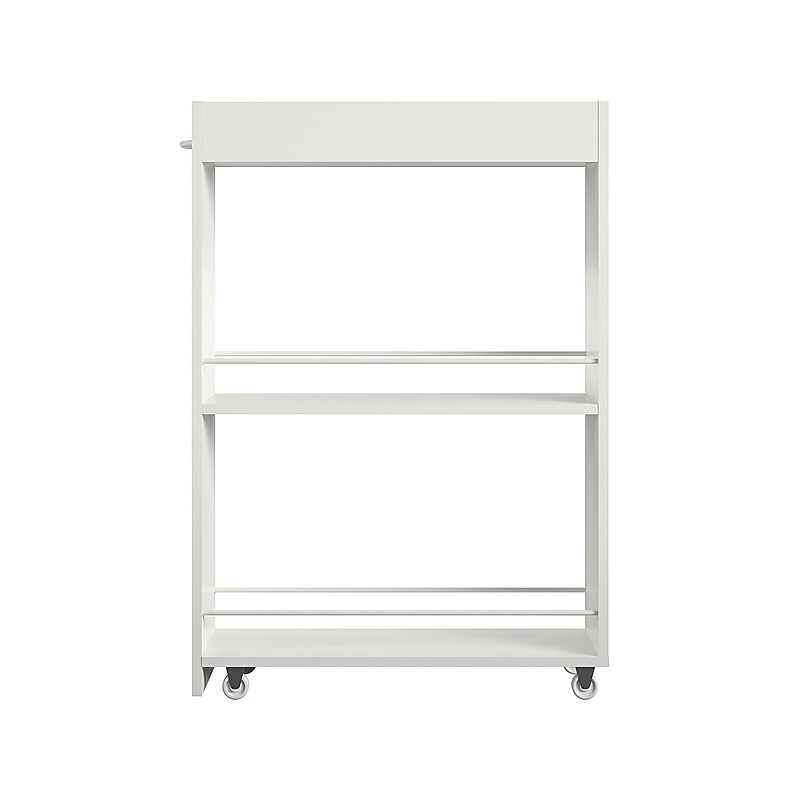Ameriwood Trestle 3-Shelf Particle Board Mobile Laundry Cart with Dual Wheel Front Casters, White (3848015COM) image 1