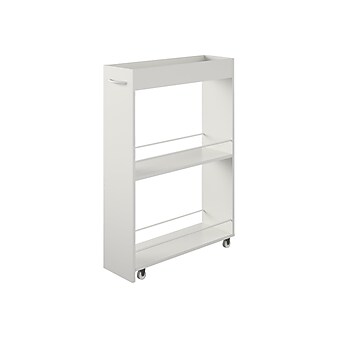 Ameriwood Trestle 3-Shelf Particle Board Mobile Laundry Cart with Dual Wheel Front Casters, White (3848015COM)
