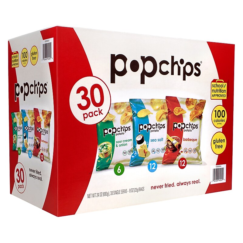 Popchips Gluten Free Potato Chips Variety Pack, 24 oz., 30/Pack (220-01998) image 1