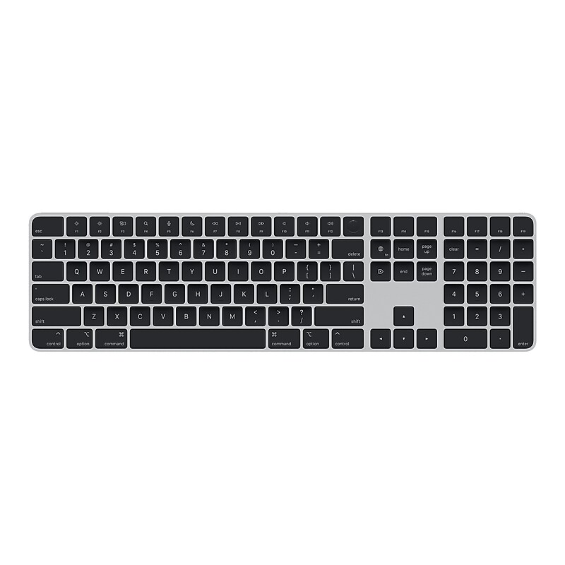 Apple Magic Keyboard with Touch ID and Numeric Keypad Wireless, Silver/Black Keys (MMMR3LL/A) image 1