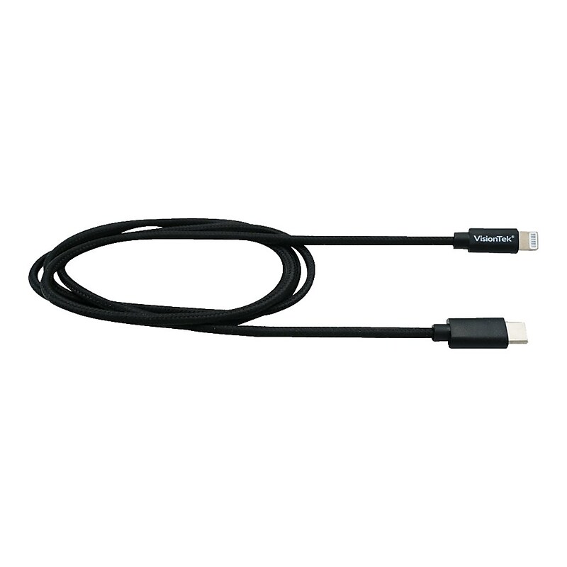 VisionTek 3.3' USB C to Lightning Cable, Black (901267) image 1