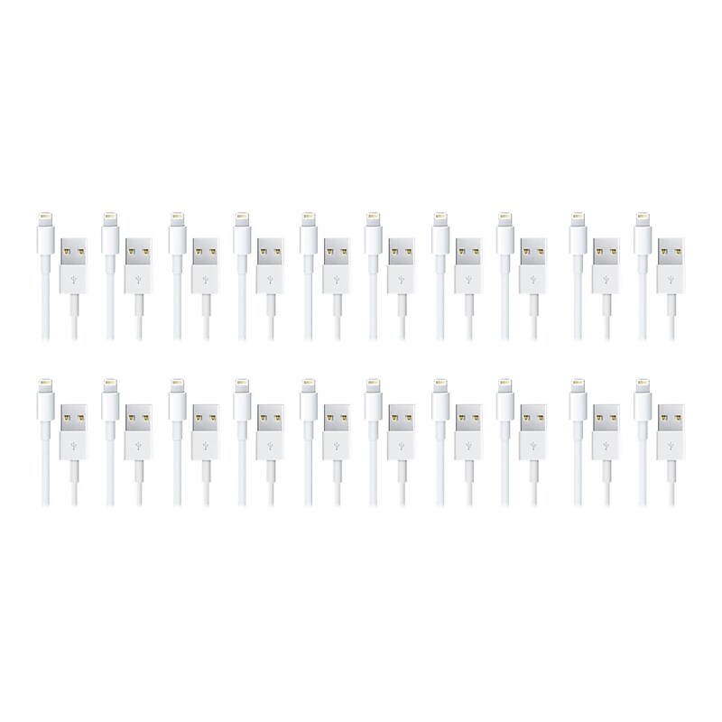4XEM 3' Lightning to USB A Cable, White, 20/Pack (4XLIGHTNING20PK) image 1