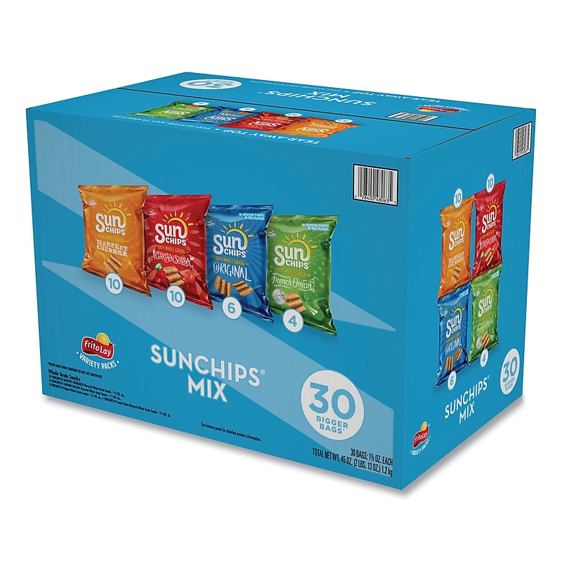 SunChips Variety Mix, Assorted Flavors, 1.5 oz Bags, 30 Bags/Box (Lay49932) image 1