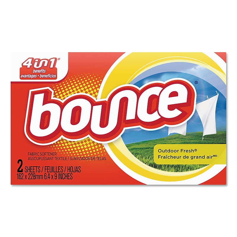 Bounce Fabric Softener Sheets, Outdoor Fresh, 2/Box, 156 Boxes/Carton image 1