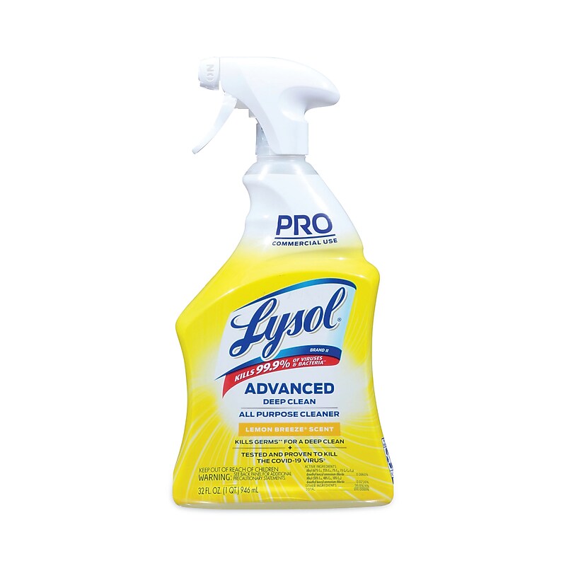 Professional Lysol Advanced Deep Clean All Purpose Cleaner, Lemon Breeze, 32 oz., 12/Carton (RAC00351) image 1