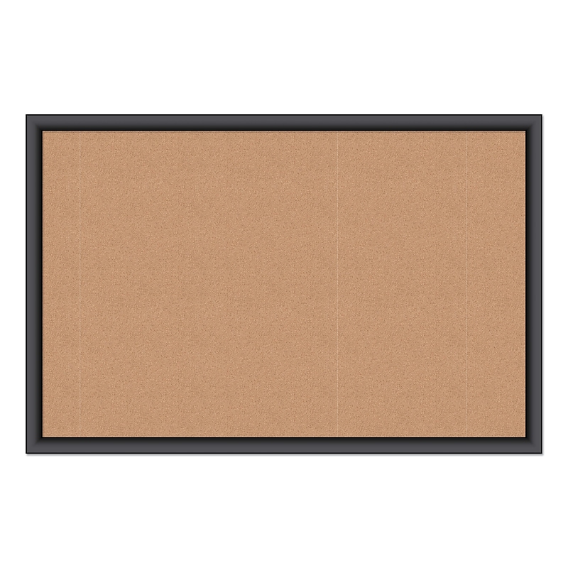 U Brands Self-Healing Cork Bulletin Board, 35" x 23", Black Finish (00301AANNN) image 1