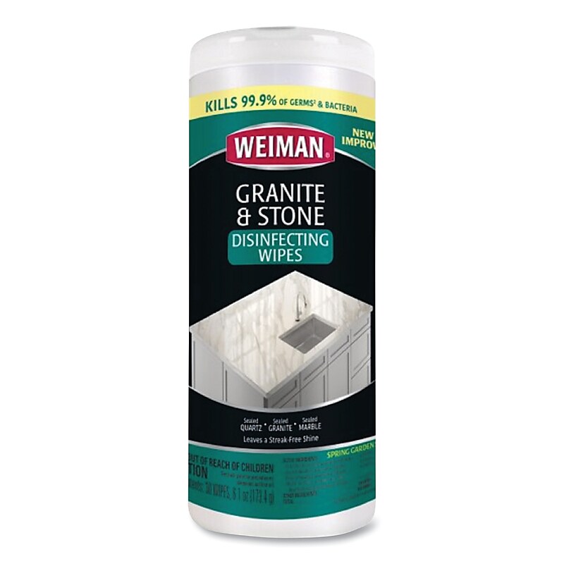 Weiman Granite & Stone Disinfecting Wipes, Spring Garden Scent, 30 Wipes/Container, 6/Carton (WMN54A) image 1