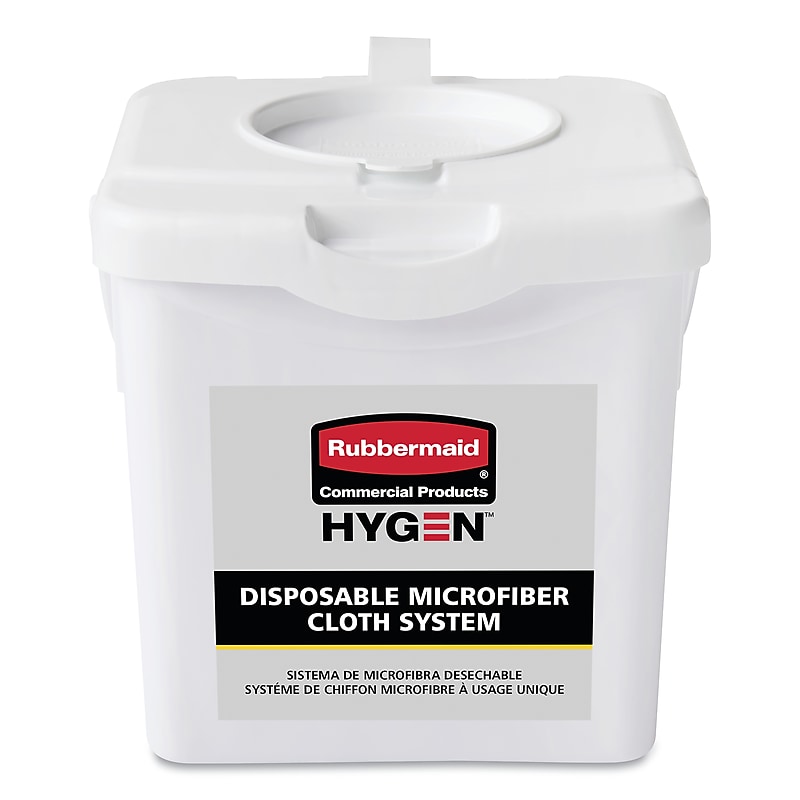 Rubbermaid Commercial HYGEN Disposable Microfiber Charging Bucket, 7.92 x 7.75 x 7.44, White, 4/Carton image 1