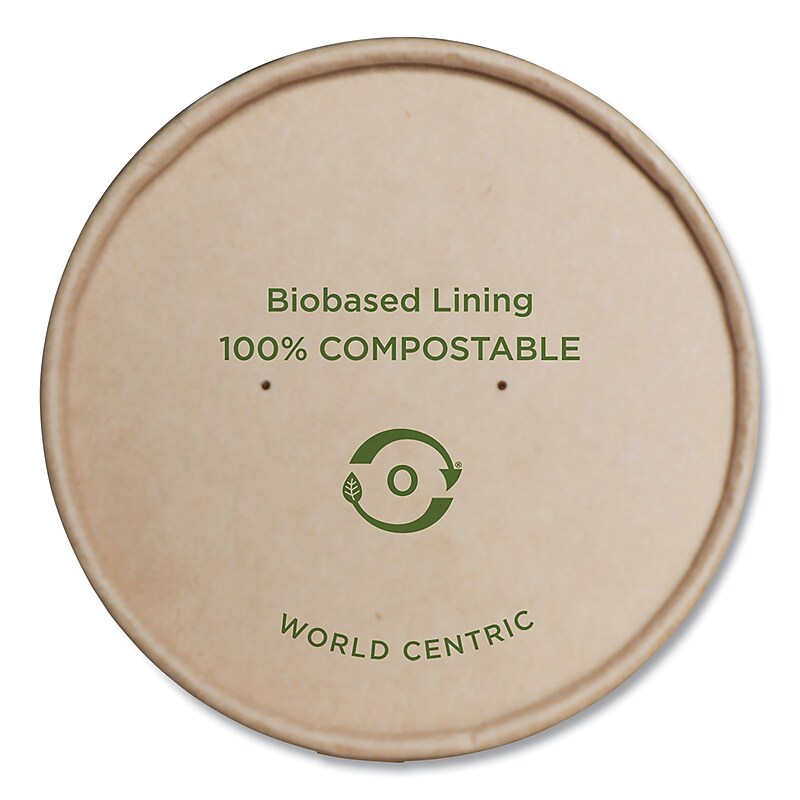 World Centric Paper Lids for Bowls, 4.6" Diameter, Kraft., 500/Carton image 1