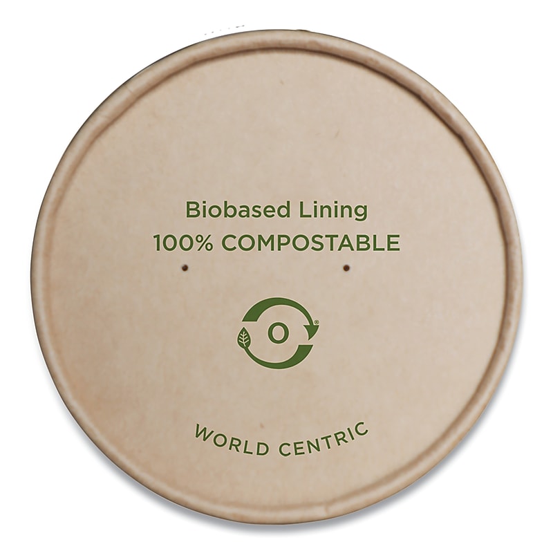 World Centric Paper Lids for Bowls, 3.6" Diameter, Kraft., 500/Carton image 1