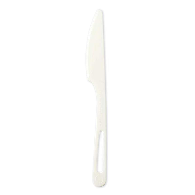 World Centric TPLA Compostable Cutlery, Knife, 6.7", White, 1,000/Carton image 1
