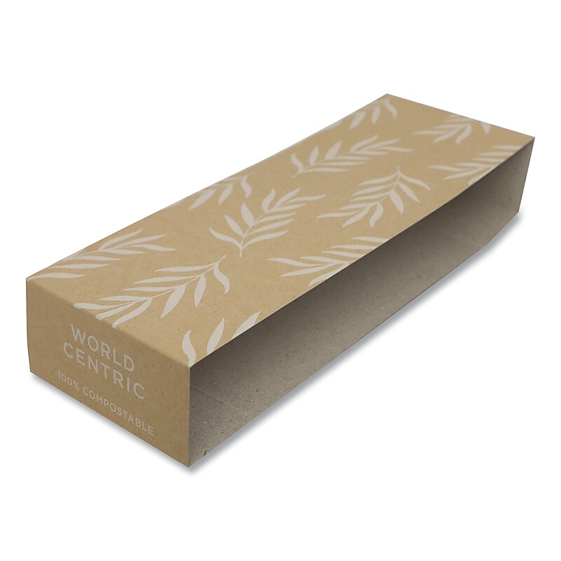 World Centric Fiber Container Sleeves, World Centric Leaf Design, 10", Natural, 800/Carton image 1