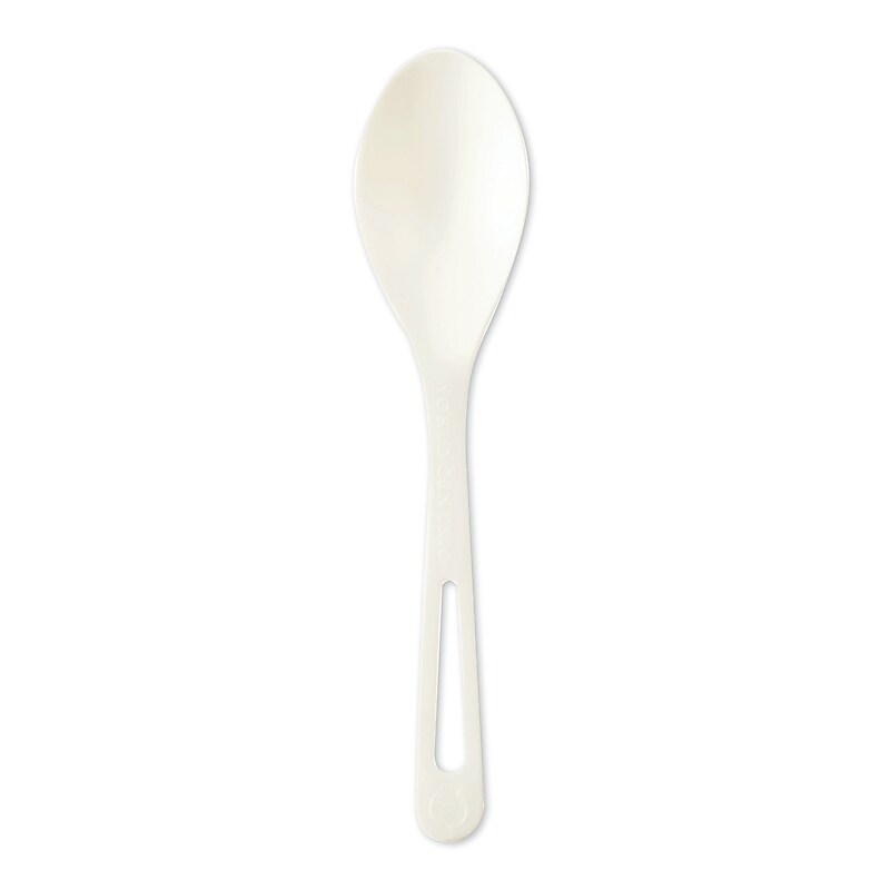 World Centric TPLA Compostable Cutlery, Spoon, 6", White, 1,000/Carton image 1