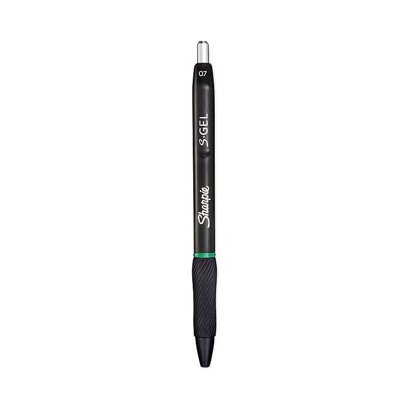 Sharpie S-Gel High-Performance Gel Pen, Retractable, Medium 0.7 mm, Green Ink, Black Barrel, Dozen (SAN2126216) image 1