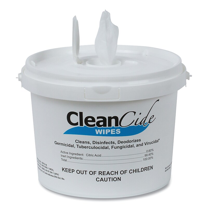 Wexford Labs CleanCide Disinfecting Wipes, Fresh Scent, 8 x 5.5, 400/Tub image 1