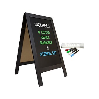Excello Global Products Chalkboard, Black Wood, 40" x 22" (EGP-CKB-0003)