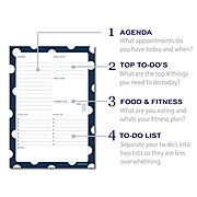 Kahootie Co Daily Schedule Notepad, A5 8.3" x 5.8", 50 sheets per pad, Navy (ADNPN)