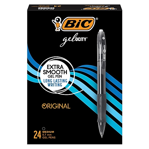 BIC Gel-ocity Retractable Gel Pen, Medium Point, 0.7 mm, Black Ink