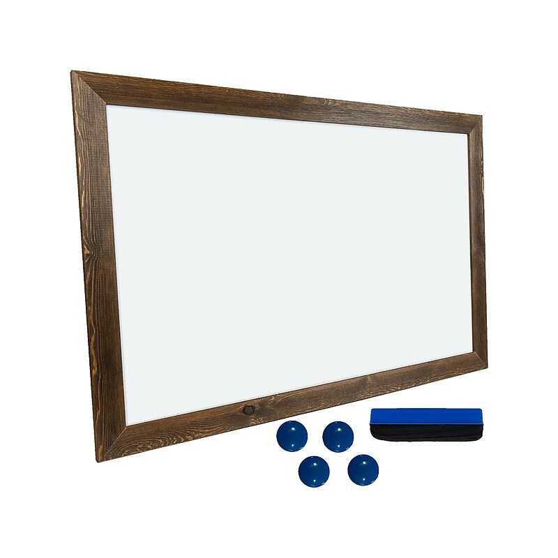 Excello Global Products Magnetic Dry-Erase Whiteboard, Rustic Wood Frame, 3' x 2' (EGP-HD-0077) image 1