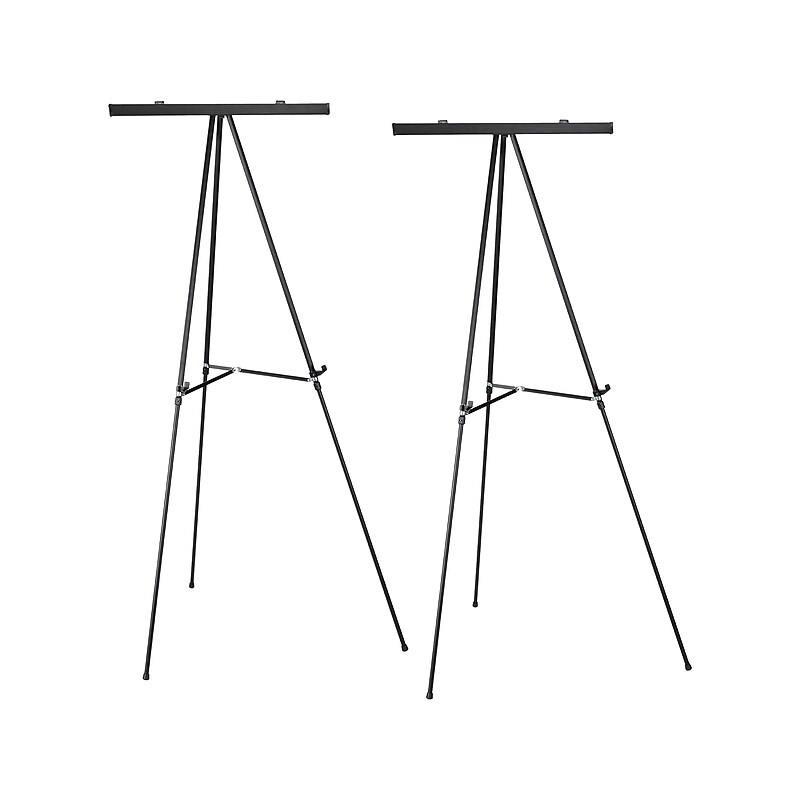 Excello Global Products Flip Chart Presentation Easel, 70", Black Aluminum, 2/Pack (EGP-HD-0039) image 1