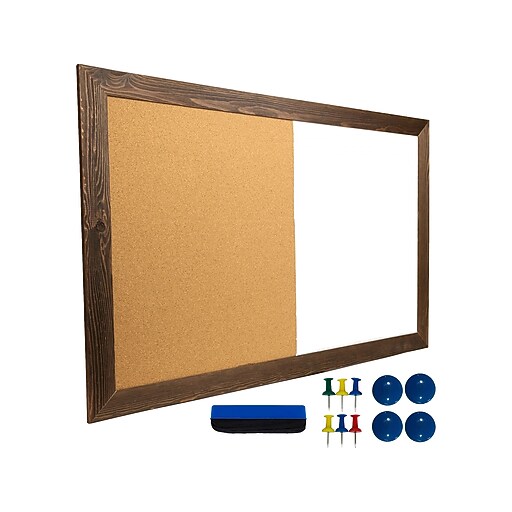Excello Global Products Combination DryErase Whiteboard, Wood Frame, 3' x 2' (EGPHD0078